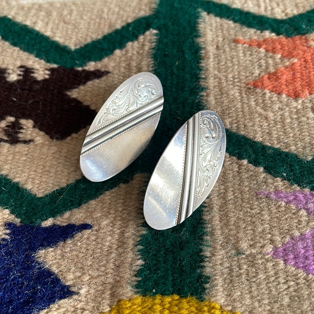 Sterling Silver Etched Earrings
